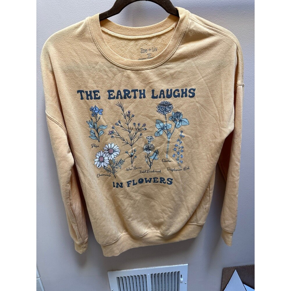 Zoe + Liv Yellow The Earth Laughs in Flowers Crewneck size XS